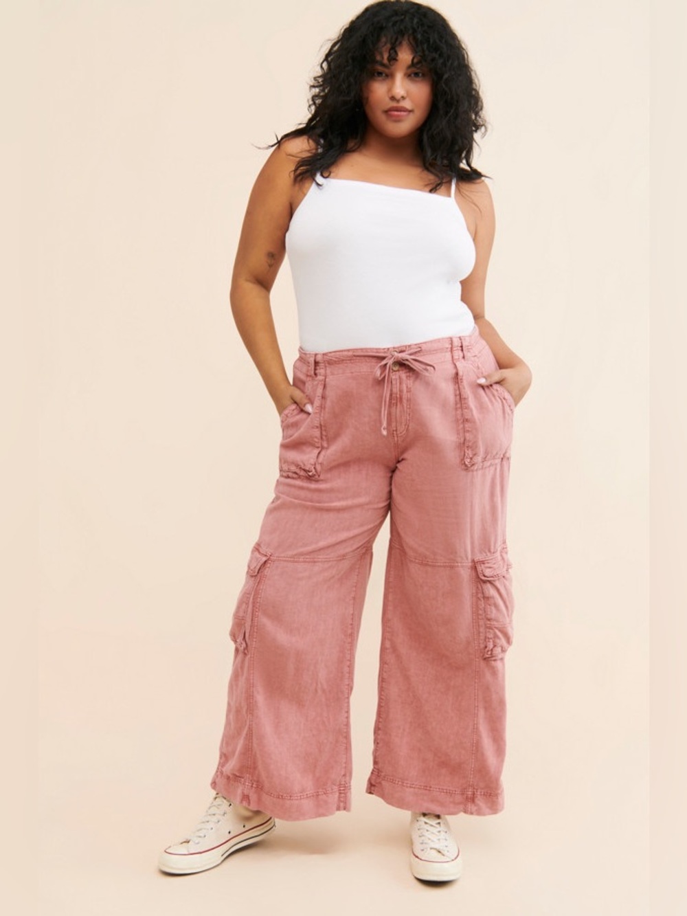 Pilcro | Beach Cargo Wide Leg Pant in Nantucket Red, 18W